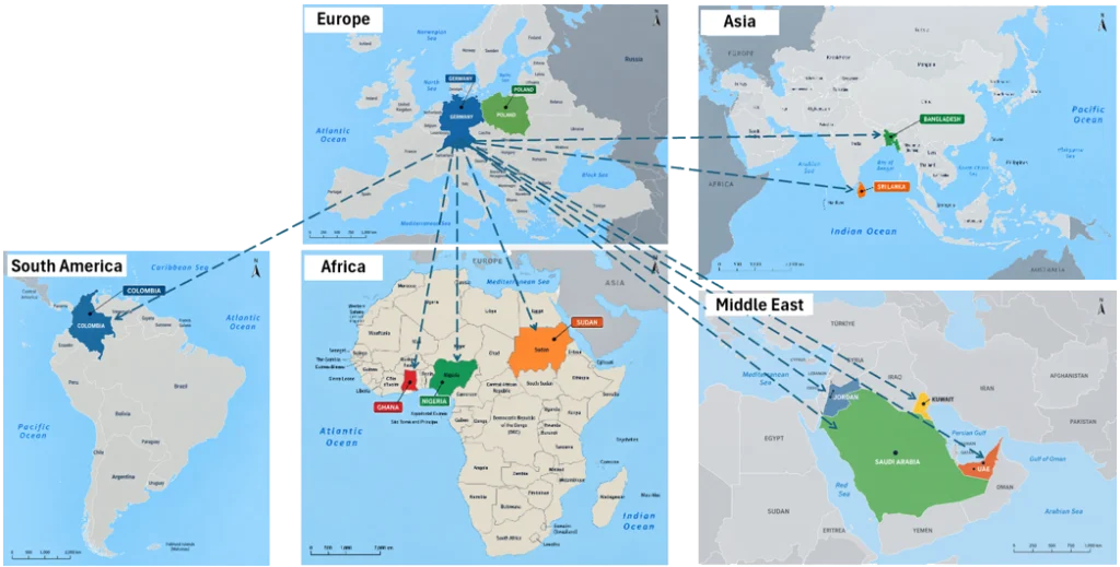 Countries of Experience United Arab Emirates, Saudi Arabia, Kuwait, Jordan, Bangladesh, Sri Lanka, Sudan, Nigeria, Ghana, Colombia, Poland, Germany